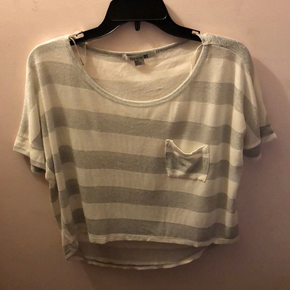 White & silver crop top. Size medium